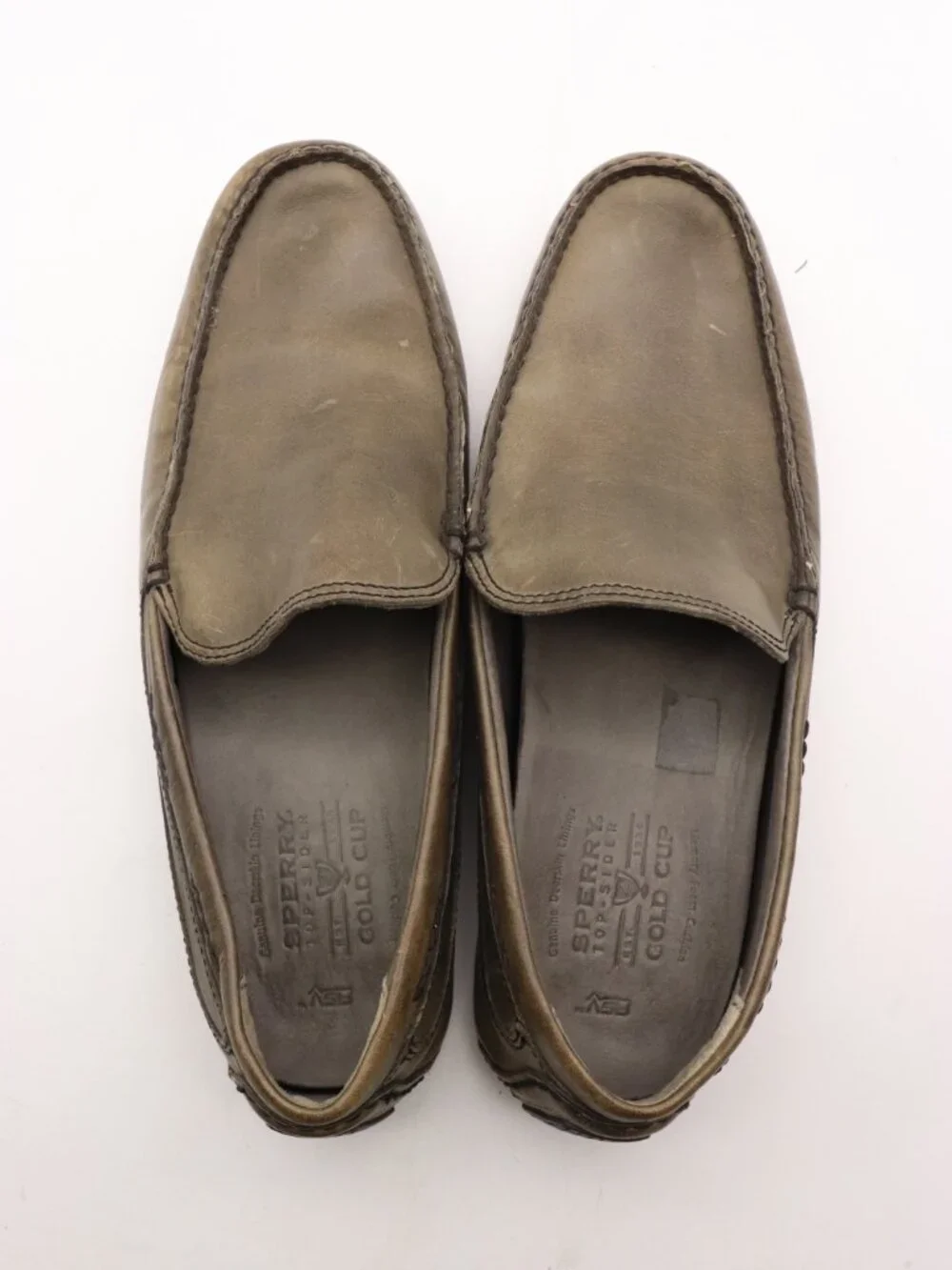 Sperry Gold Cup Penny Loafers Shoes Men's 10.5 Olive Green Leather Slip On